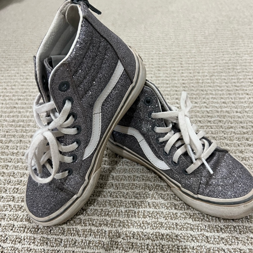 Vans Sk8-hi zip shoes glitter gunmetal gray